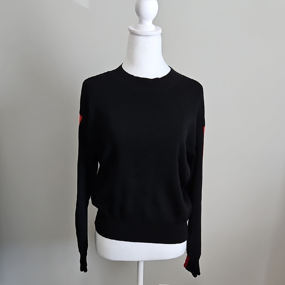 MNG/ MANGO Black Sweater with Red Accents